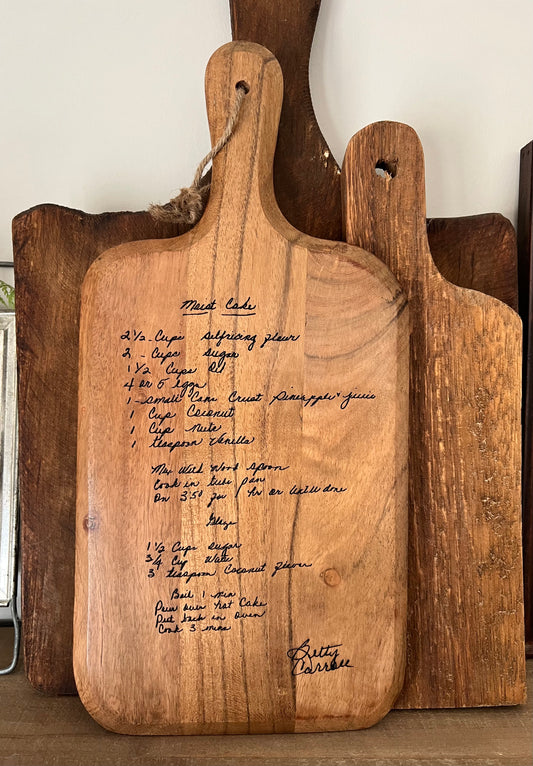 HANDWRITTEN RECIPE ENGRAVED CUTTING BOARD SMALL